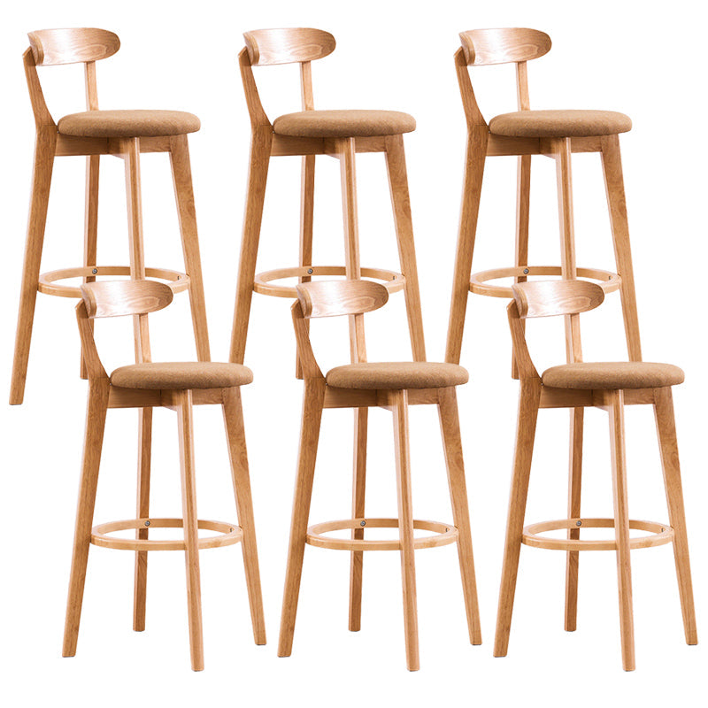 Contemporary Beech Low Back Home Stool Matte Finish Upholstered Bar Stools Yellow Natural 6 Piece Set Clearhalo 'Bar Furniture' 'Bar Stools' 'bar_stools' 'furn' 'furn_bar_stools' 'Furniture' 'furniture_bar_stools' 'Kitchen & Dining Furniture' 4984805