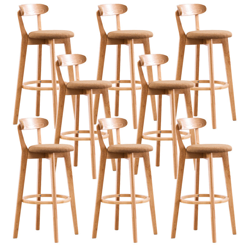 Contemporary Beech Low Back Home Stool Matte Finish Upholstered Bar Stools Yellow Natural 8 Piece Set Clearhalo 'Bar Furniture' 'Bar Stools' 'bar_stools' 'furn' 'furn_bar_stools' 'Furniture' 'furniture_bar_stools' 'Kitchen & Dining Furniture' 4984806