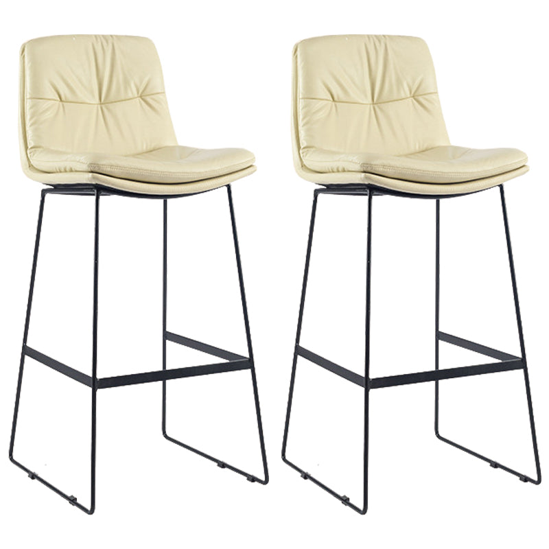 Coffee Shop Low Back Scandinavian Stool Matte Finish Upholstered Bar Stools Beige 2 Piece Set Bar Stool(30"H) Clearhalo 'Bar Furniture' 'Bar Stools' 'bar_stools' 'furn' 'furn_bar_stools' 'Furniture' 'furniture_bar_stools' 'Kitchen & Dining Furniture' 4984809