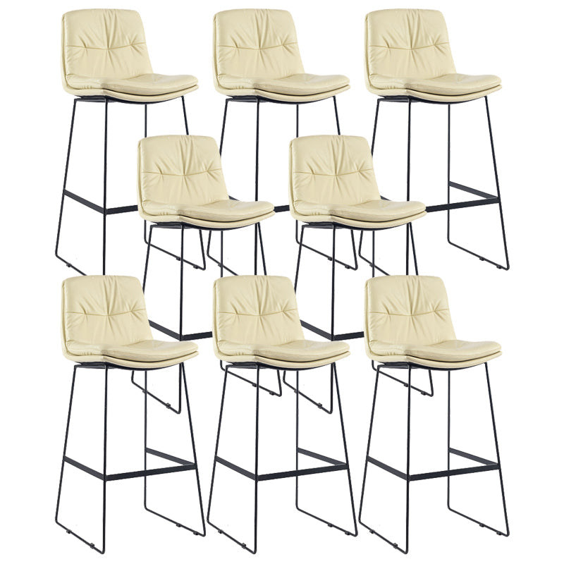 Coffee Shop Low Back Scandinavian Stool Matte Finish Upholstered Bar Stools Beige 8 Piece Set Bar Stool(30"H) Clearhalo 'Bar Furniture' 'Bar Stools' 'bar_stools' 'furn' 'furn_bar_stools' 'Furniture' 'furniture_bar_stools' 'Kitchen & Dining Furniture' 4984810
