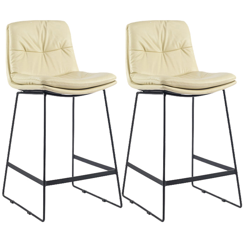 Coffee Shop Low Back Scandinavian Stool Matte Finish Upholstered Bar Stools Beige 2 Piece Set Counter Stool(26"H) Clearhalo 'Bar Furniture' 'Bar Stools' 'bar_stools' 'furn' 'furn_bar_stools' 'Furniture' 'furniture_bar_stools' 'Kitchen & Dining Furniture' 4984824