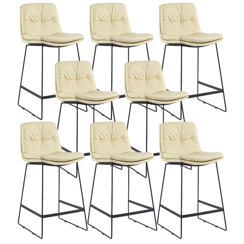 Coffee Shop Low Back Scandinavian Stool Matte Finish Upholstered Bar Stools Beige 8 Piece Set Counter Stool(26"H) Clearhalo 'Bar Furniture' 'Bar Stools' 'bar_stools' 'furn' 'furn_bar_stools' 'Furniture' 'furniture_bar_stools' 'Kitchen & Dining Furniture' 4984826