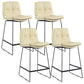 Coffee Shop Low Back Scandinavian Stool Matte Finish Upholstered Bar Stools Beige 4 Piece Set Counter Stool(26"H) Clearhalo 'Bar Furniture' 'Bar Stools' 'bar_stools' 'furn' 'furn_bar_stools' 'Furniture' 'furniture_bar_stools' 'Kitchen & Dining Furniture' 4984828