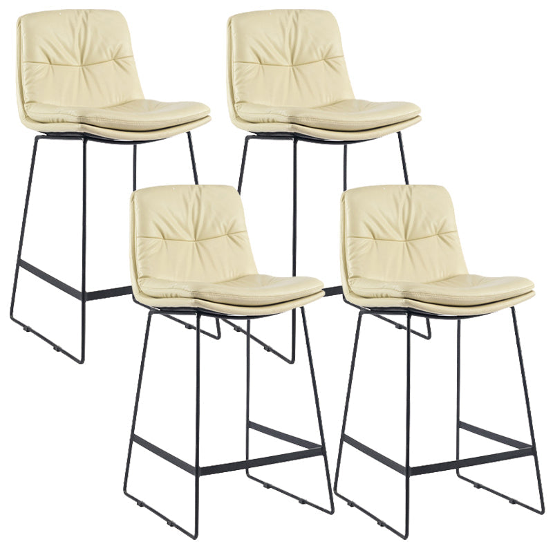 Coffee Shop Low Back Scandinavian Stool Matte Finish Upholstered Bar Stools Beige 4 Piece Set Counter Stool(26"H) Clearhalo 'Bar Furniture' 'Bar Stools' 'bar_stools' 'furn' 'furn_bar_stools' 'Furniture' 'furniture_bar_stools' 'Kitchen & Dining Furniture' 4984828