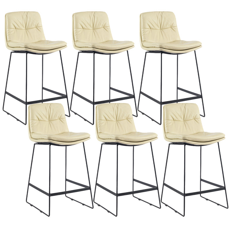 Coffee Shop Low Back Scandinavian Stool Matte Finish Upholstered Bar Stools Beige 6 Piece Set Counter Stool(26"H) Clearhalo 'Bar Furniture' 'Bar Stools' 'bar_stools' 'furn' 'furn_bar_stools' 'Furniture' 'furniture_bar_stools' 'Kitchen & Dining Furniture' 4984831