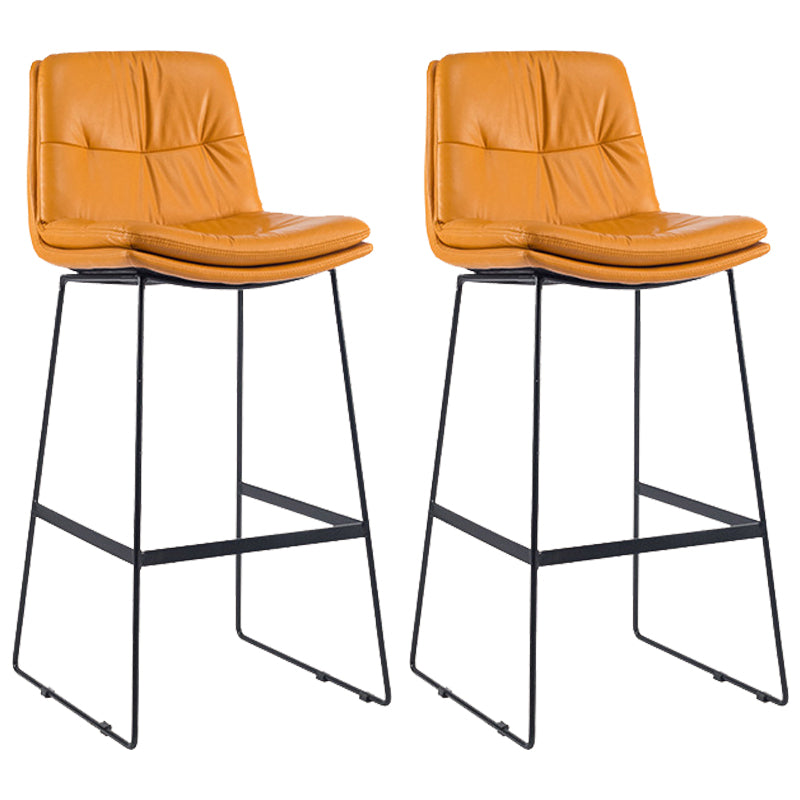 Coffee Shop Low Back Scandinavian Stool Matte Finish Upholstered Bar Stools Orange 2 Piece Set Bar Stool(30"H) Clearhalo 'Bar Furniture' 'Bar Stools' 'bar_stools' 'furn' 'furn_bar_stools' 'Furniture' 'furniture_bar_stools' 'Kitchen & Dining Furniture' 4984832