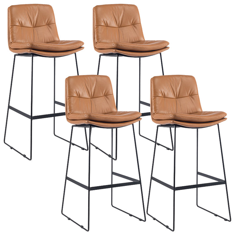 Coffee Shop Low Back Scandinavian Stool Matte Finish Upholstered Bar Stools Brown 4 Piece Set Bar Stool(30"H) Clearhalo 'Bar Furniture' 'Bar Stools' 'bar_stools' 'furn' 'furn_bar_stools' 'Furniture' 'furniture_bar_stools' 'Kitchen & Dining Furniture' 4984841