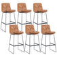 Coffee Shop Low Back Scandinavian Stool Matte Finish Upholstered Bar Stools Brown 6 Piece Set Bar Stool(30"H) Clearhalo 'Bar Furniture' 'Bar Stools' 'bar_stools' 'furn' 'furn_bar_stools' 'Furniture' 'furniture_bar_stools' 'Kitchen & Dining Furniture' 4984842