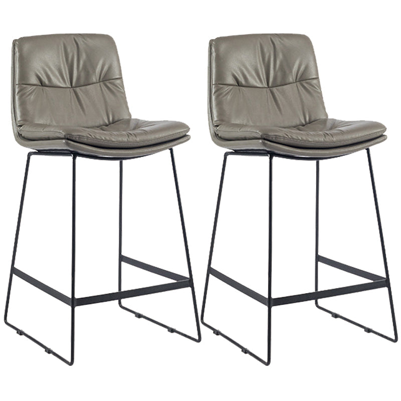 Coffee Shop Low Back Scandinavian Stool Matte Finish Upholstered Bar Stools Dark Gray 2 Piece Set Counter Stool(26"H) Clearhalo 'Bar Furniture' 'Bar Stools' 'bar_stools' 'furn' 'furn_bar_stools' 'Furniture' 'furniture_bar_stools' 'Kitchen & Dining Furniture' 4984851
