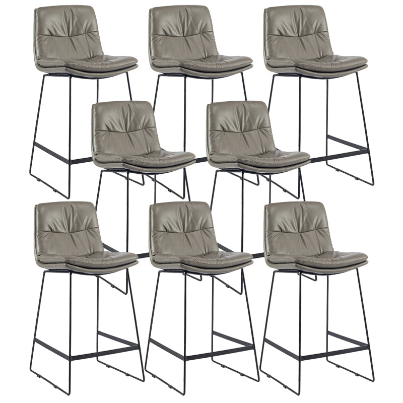 Coffee Shop Low Back Scandinavian Stool Matte Finish Upholstered Bar Stools Dark Gray 8 Piece Set Counter Stool(26"H) Clearhalo 'Bar Furniture' 'Bar Stools' 'bar_stools' 'furn' 'furn_bar_stools' 'Furniture' 'furniture_bar_stools' 'Kitchen & Dining Furniture' 4984852