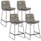 Coffee Shop Low Back Scandinavian Stool Matte Finish Upholstered Bar Stools Dark Gray 4 Piece Set Counter Stool(26"H) Clearhalo 'Bar Furniture' 'Bar Stools' 'bar_stools' 'furn' 'furn_bar_stools' 'Furniture' 'furniture_bar_stools' 'Kitchen & Dining Furniture' 4984853