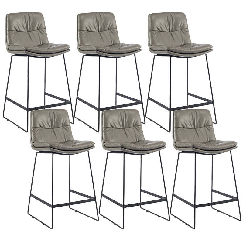 Coffee Shop Low Back Scandinavian Stool Matte Finish Upholstered Bar Stools Dark Gray 6 Piece Set Counter Stool(26"H) Clearhalo 'Bar Furniture' 'Bar Stools' 'bar_stools' 'furn' 'furn_bar_stools' 'Furniture' 'furniture_bar_stools' 'Kitchen & Dining Furniture' 4984854