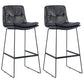 Coffee Shop Low Back Scandinavian Stool Matte Finish Upholstered Bar Stools Black 2 Piece Set Bar Stool(30"H) Clearhalo 'Bar Furniture' 'Bar Stools' 'bar_stools' 'furn' 'furn_bar_stools' 'Furniture' 'furniture_bar_stools' 'Kitchen & Dining Furniture' 4984859