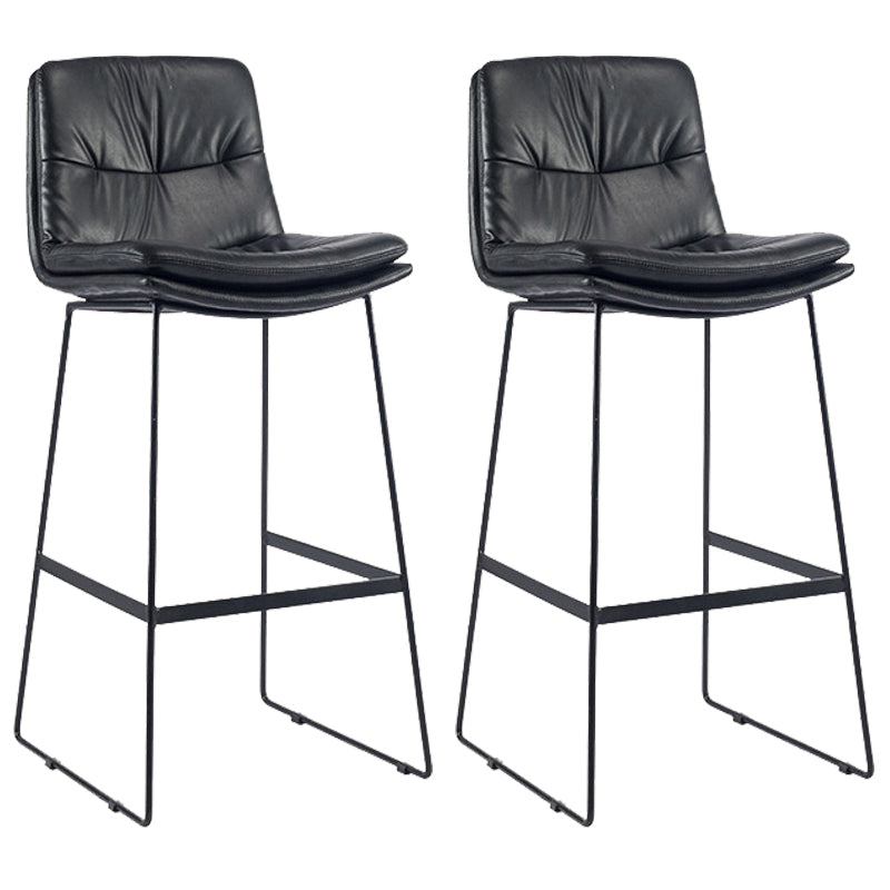 Coffee Shop Low Back Scandinavian Stool Matte Finish Upholstered Bar Stools Black 2 Piece Set Bar Stool(30"H) Clearhalo 'Bar Furniture' 'Bar Stools' 'bar_stools' 'furn' 'furn_bar_stools' 'Furniture' 'furniture_bar_stools' 'Kitchen & Dining Furniture' 4984859