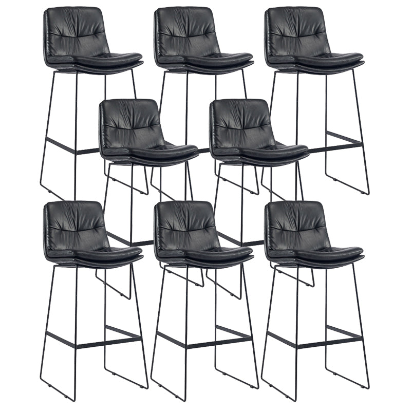 Coffee Shop Low Back Scandinavian Stool Matte Finish Upholstered Bar Stools Black 8 Piece Set Bar Stool(30"H) Clearhalo 'Bar Furniture' 'Bar Stools' 'bar_stools' 'furn' 'furn_bar_stools' 'Furniture' 'furniture_bar_stools' 'Kitchen & Dining Furniture' 4984860