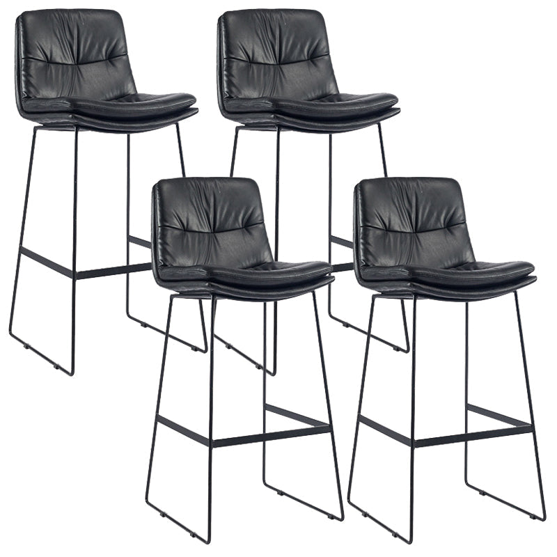 Coffee Shop Low Back Scandinavian Stool Matte Finish Upholstered Bar Stools Black 4 Piece Set Bar Stool(30"H) Clearhalo 'Bar Furniture' 'Bar Stools' 'bar_stools' 'furn' 'furn_bar_stools' 'Furniture' 'furniture_bar_stools' 'Kitchen & Dining Furniture' 4984861