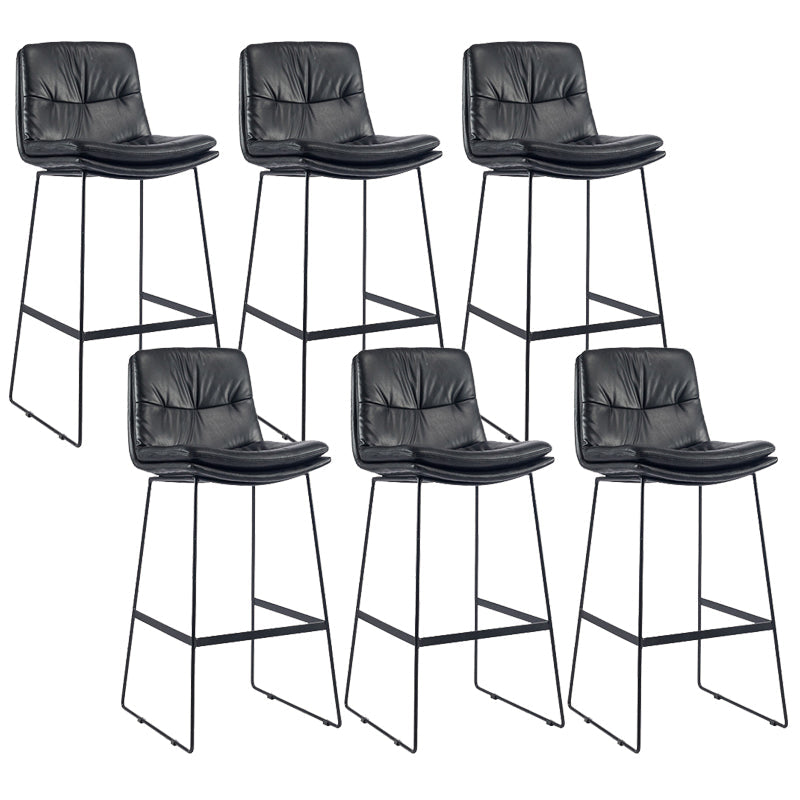 Coffee Shop Low Back Scandinavian Stool Matte Finish Upholstered Bar Stools Black 6 Piece Set Bar Stool(30"H) Clearhalo 'Bar Furniture' 'Bar Stools' 'bar_stools' 'furn' 'furn_bar_stools' 'Furniture' 'furniture_bar_stools' 'Kitchen & Dining Furniture' 4984862