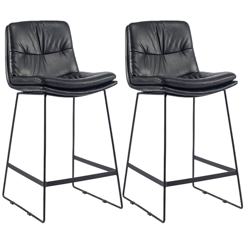 Coffee Shop Low Back Scandinavian Stool Matte Finish Upholstered Bar Stools Black 2 Piece Set Counter Stool(26"H) Clearhalo 'Bar Furniture' 'Bar Stools' 'bar_stools' 'furn' 'furn_bar_stools' 'Furniture' 'furniture_bar_stools' 'Kitchen & Dining Furniture' 4984867