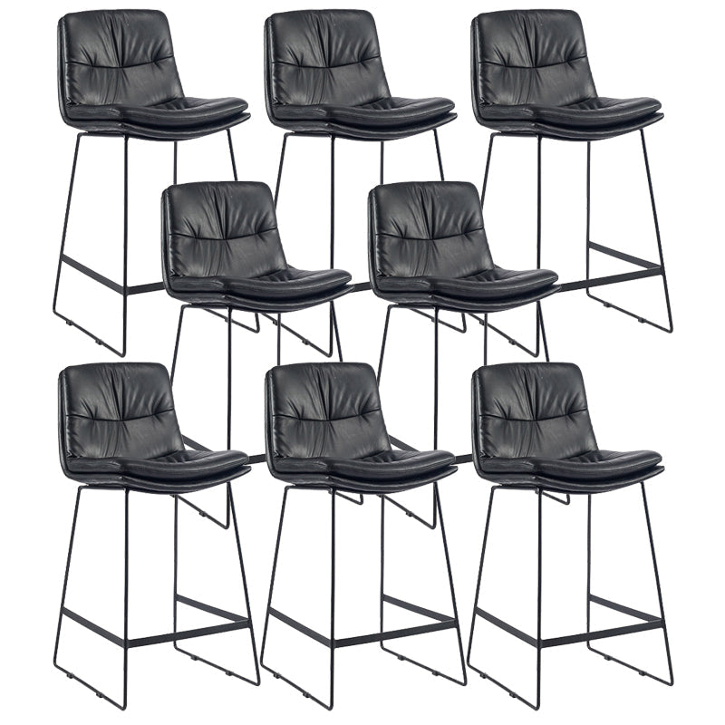Coffee Shop Low Back Scandinavian Stool Matte Finish Upholstered Bar Stools Black 8 Piece Set Counter Stool(26"H) Clearhalo 'Bar Furniture' 'Bar Stools' 'bar_stools' 'furn' 'furn_bar_stools' 'Furniture' 'furniture_bar_stools' 'Kitchen & Dining Furniture' 4984868