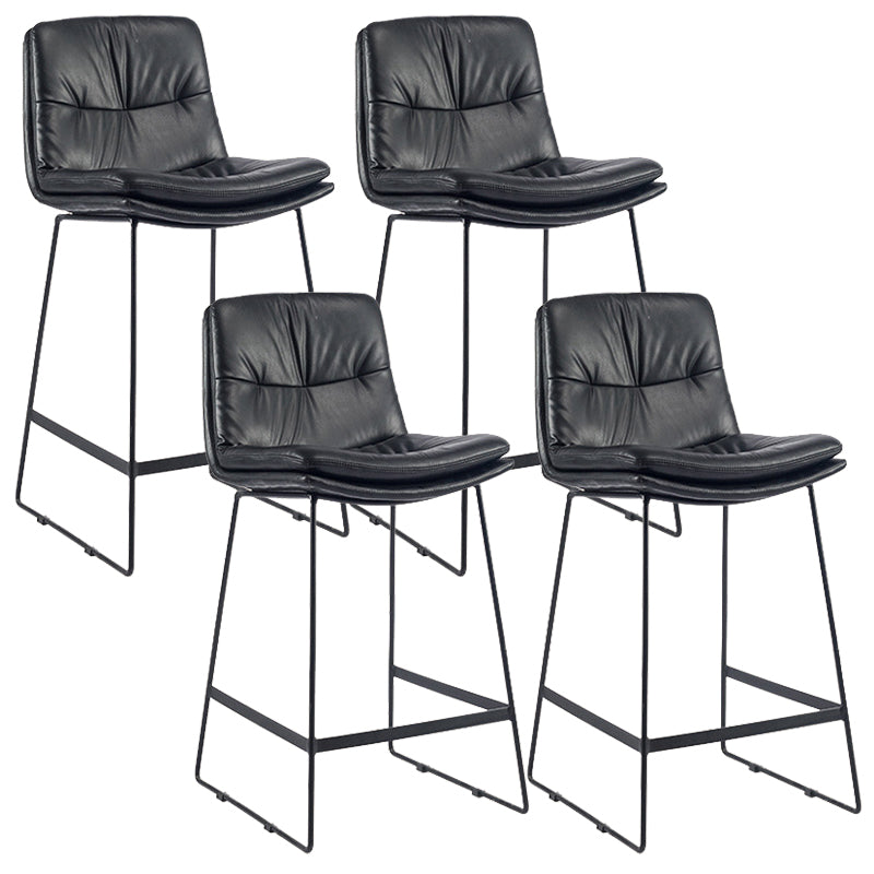 Coffee Shop Low Back Scandinavian Stool Matte Finish Upholstered Bar Stools Black 4 Piece Set Counter Stool(26"H) Clearhalo 'Bar Furniture' 'Bar Stools' 'bar_stools' 'furn' 'furn_bar_stools' 'Furniture' 'furniture_bar_stools' 'Kitchen & Dining Furniture' 4984869