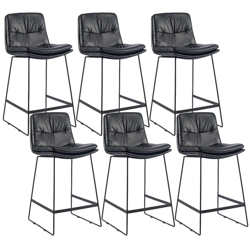 Coffee Shop Low Back Scandinavian Stool Matte Finish Upholstered Bar Stools Black 6 Piece Set Counter Stool(26"H) Clearhalo 'Bar Furniture' 'Bar Stools' 'bar_stools' 'furn' 'furn_bar_stools' 'Furniture' 'furniture_bar_stools' 'Kitchen & Dining Furniture' 4984870
