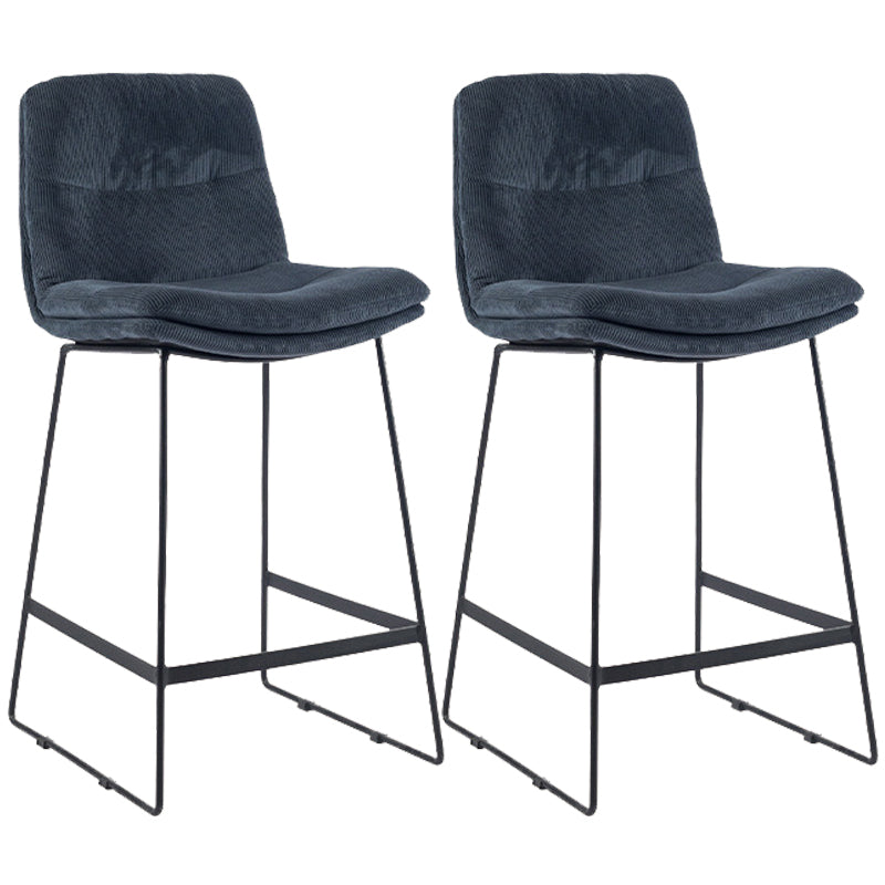 Coffee Shop Low Back Scandinavian Stool Matte Finish Upholstered Bar Stools Navy Blue 2 Piece Set Counter Stool(26"H) Clearhalo 'Bar Furniture' 'Bar Stools' 'bar_stools' 'furn' 'furn_bar_stools' 'Furniture' 'furniture_bar_stools' 'Kitchen & Dining Furniture' 4984871