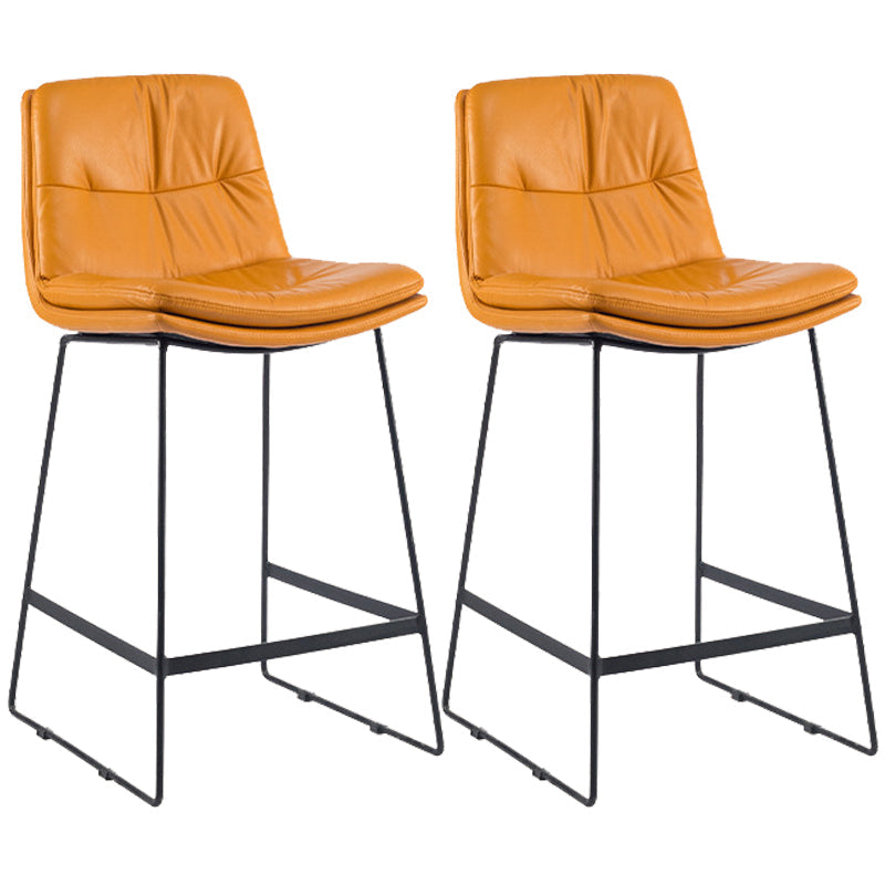 Coffee Shop Low Back Scandinavian Stool Matte Finish Upholstered Bar Stools Orange 2 Piece Set Counter Stool(26"H) Clearhalo 'Bar Furniture' 'Bar Stools' 'bar_stools' 'furn' 'furn_bar_stools' 'Furniture' 'furniture_bar_stools' 'Kitchen & Dining Furniture' 4984879