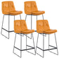 Coffee Shop Low Back Scandinavian Stool Matte Finish Upholstered Bar Stools Orange 4 Piece Set Counter Stool(26"H) Clearhalo 'Bar Furniture' 'Bar Stools' 'bar_stools' 'furn' 'furn_bar_stools' 'Furniture' 'furniture_bar_stools' 'Kitchen & Dining Furniture' 4984881