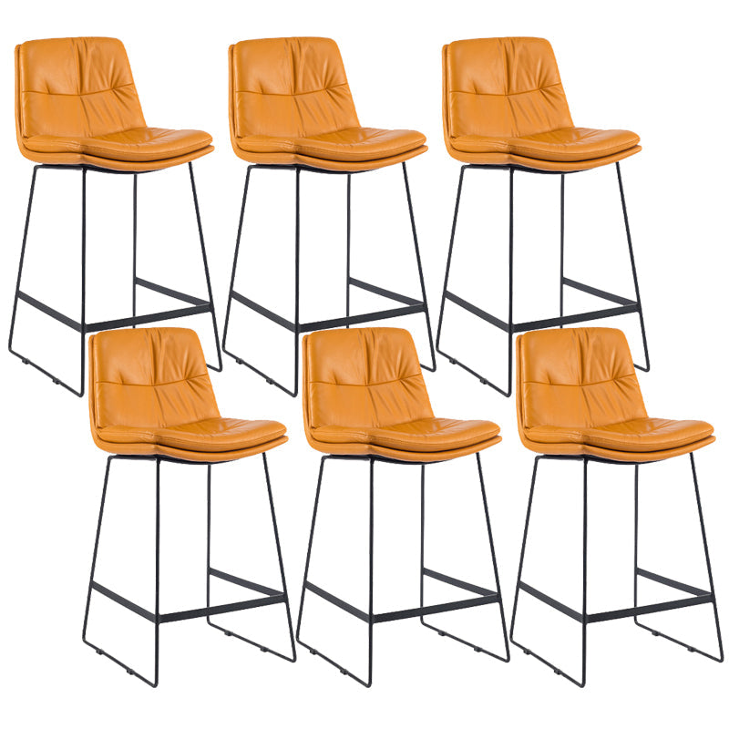 Coffee Shop Low Back Scandinavian Stool Matte Finish Upholstered Bar Stools Orange 6 Piece Set Counter Stool(26"H) Clearhalo 'Bar Furniture' 'Bar Stools' 'bar_stools' 'furn' 'furn_bar_stools' 'Furniture' 'furniture_bar_stools' 'Kitchen & Dining Furniture' 4984882