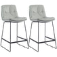 Coffee Shop Low Back Scandinavian Stool Matte Finish Upholstered Bar Stools Light Gray 2 Piece Set Counter Stool(26"H) Clearhalo 'Bar Furniture' 'Bar Stools' 'bar_stools' 'furn' 'furn_bar_stools' 'Furniture' 'furniture_bar_stools' 'Kitchen & Dining Furniture' 4984883