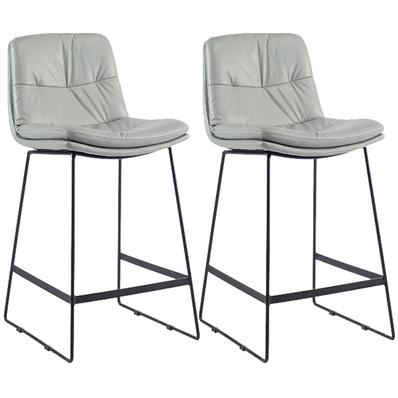 Coffee Shop Low Back Scandinavian Stool Matte Finish Upholstered Bar Stools Light Gray 2 Piece Set Counter Stool(26"H) Clearhalo 'Bar Furniture' 'Bar Stools' 'bar_stools' 'furn' 'furn_bar_stools' 'Furniture' 'furniture_bar_stools' 'Kitchen & Dining Furniture' 4984883