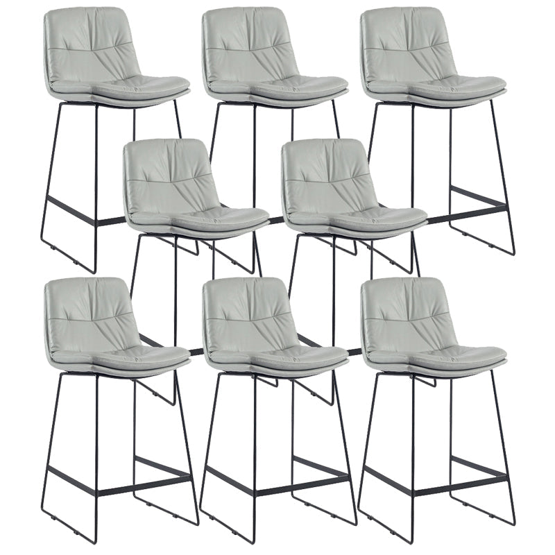 Coffee Shop Low Back Scandinavian Stool Matte Finish Upholstered Bar Stools Light Gray 8 Piece Set Counter Stool(26"H) Clearhalo 'Bar Furniture' 'Bar Stools' 'bar_stools' 'furn' 'furn_bar_stools' 'Furniture' 'furniture_bar_stools' 'Kitchen & Dining Furniture' 4984884