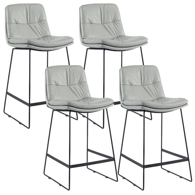 Coffee Shop Low Back Scandinavian Stool Matte Finish Upholstered Bar Stools Light Gray 4 Piece Set Counter Stool(26"H) Clearhalo 'Bar Furniture' 'Bar Stools' 'bar_stools' 'furn' 'furn_bar_stools' 'Furniture' 'furniture_bar_stools' 'Kitchen & Dining Furniture' 4984885