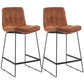 Coffee Shop Low Back Scandinavian Stool Matte Finish Upholstered Bar Stools Red Brown 2 Piece Set Counter Stool(26"H) Clearhalo 'Bar Furniture' 'Bar Stools' 'bar_stools' 'furn' 'furn_bar_stools' 'Furniture' 'furniture_bar_stools' 'Kitchen & Dining Furniture' 4984887