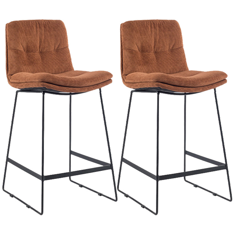Coffee Shop Low Back Scandinavian Stool Matte Finish Upholstered Bar Stools Red Brown 2 Piece Set Counter Stool(26"H) Clearhalo 'Bar Furniture' 'Bar Stools' 'bar_stools' 'furn' 'furn_bar_stools' 'Furniture' 'furniture_bar_stools' 'Kitchen & Dining Furniture' 4984887