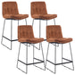 Coffee Shop Low Back Scandinavian Stool Matte Finish Upholstered Bar Stools Red Brown 4 Piece Set Counter Stool(26"H) Clearhalo 'Bar Furniture' 'Bar Stools' 'bar_stools' 'furn' 'furn_bar_stools' 'Furniture' 'furniture_bar_stools' 'Kitchen & Dining Furniture' 4984889