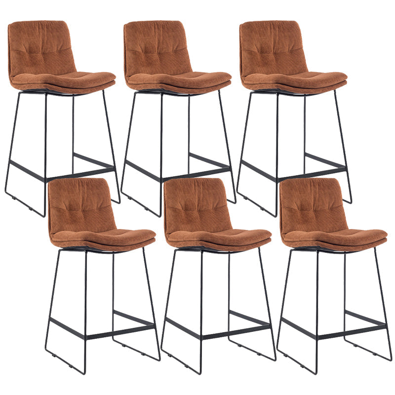 Coffee Shop Low Back Scandinavian Stool Matte Finish Upholstered Bar Stools Red Brown 6 Piece Set Counter Stool(26"H) Clearhalo 'Bar Furniture' 'Bar Stools' 'bar_stools' 'furn' 'furn_bar_stools' 'Furniture' 'furniture_bar_stools' 'Kitchen & Dining Furniture' 4984890
