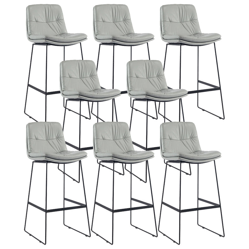 Coffee Shop Low Back Scandinavian Stool Matte Finish Upholstered Bar Stools Light Gray 8 Piece Set Bar Stool(30"H) Clearhalo 'Bar Furniture' 'Bar Stools' 'bar_stools' 'furn' 'furn_bar_stools' 'Furniture' 'furniture_bar_stools' 'Kitchen & Dining Furniture' 4984900