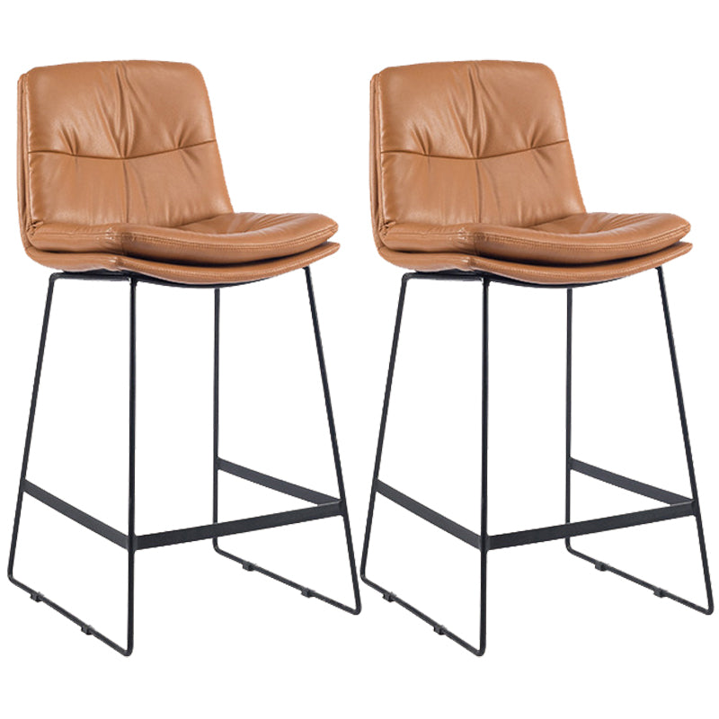 Coffee Shop Low Back Scandinavian Stool Matte Finish Upholstered Bar Stools Brown 2 Piece Set Counter Stool(26"H) Clearhalo 'Bar Furniture' 'Bar Stools' 'bar_stools' 'furn' 'furn_bar_stools' 'Furniture' 'furniture_bar_stools' 'Kitchen & Dining Furniture' 4984907