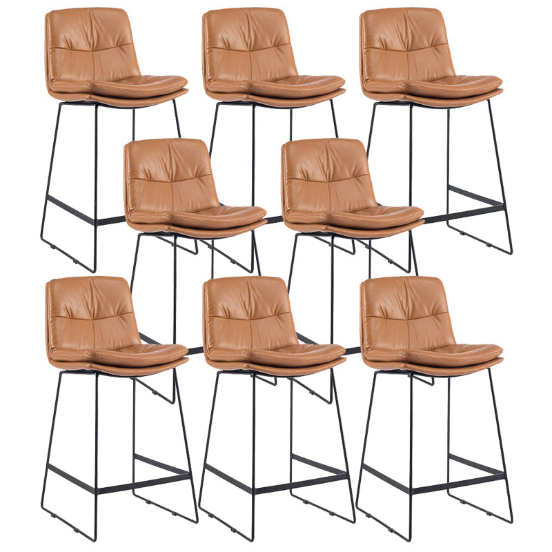 Coffee Shop Low Back Scandinavian Stool Matte Finish Upholstered Bar Stools Brown 8 Piece Set Counter Stool(26"H) Clearhalo 'Bar Furniture' 'Bar Stools' 'bar_stools' 'furn' 'furn_bar_stools' 'Furniture' 'furniture_bar_stools' 'Kitchen & Dining Furniture' 4984908