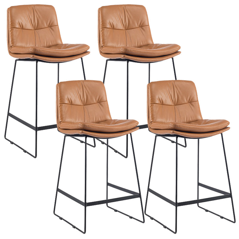 Coffee Shop Low Back Scandinavian Stool Matte Finish Upholstered Bar Stools Brown 4 Piece Set Counter Stool(26"H) Clearhalo 'Bar Furniture' 'Bar Stools' 'bar_stools' 'furn' 'furn_bar_stools' 'Furniture' 'furniture_bar_stools' 'Kitchen & Dining Furniture' 4984909