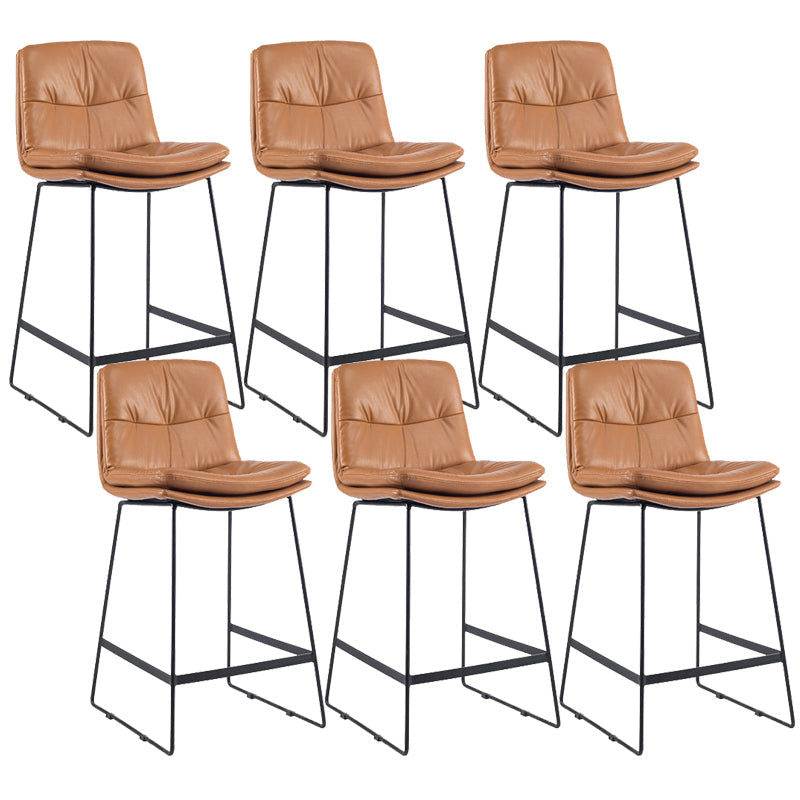 Coffee Shop Low Back Scandinavian Stool Matte Finish Upholstered Bar Stools Brown 6 Piece Set Counter Stool(26"H) Clearhalo 'Bar Furniture' 'Bar Stools' 'bar_stools' 'furn' 'furn_bar_stools' 'Furniture' 'furniture_bar_stools' 'Kitchen & Dining Furniture' 4984910
