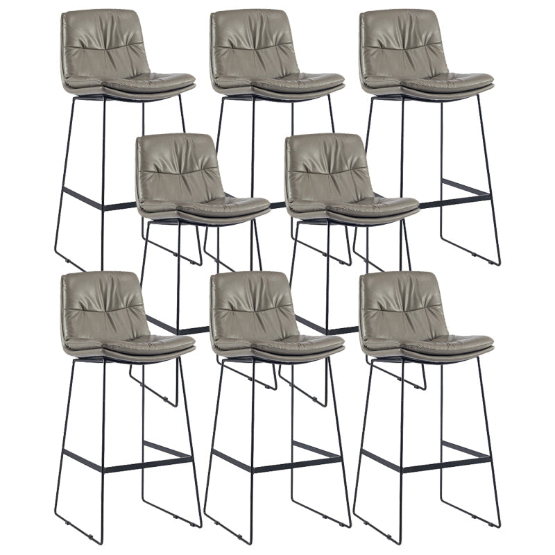 Coffee Shop Low Back Scandinavian Stool Matte Finish Upholstered Bar Stools Dark Gray 8 Piece Set Bar Stool(30"H) Clearhalo 'Bar Furniture' 'Bar Stools' 'bar_stools' 'furn' 'furn_bar_stools' 'Furniture' 'furniture_bar_stools' 'Kitchen & Dining Furniture' 4984912