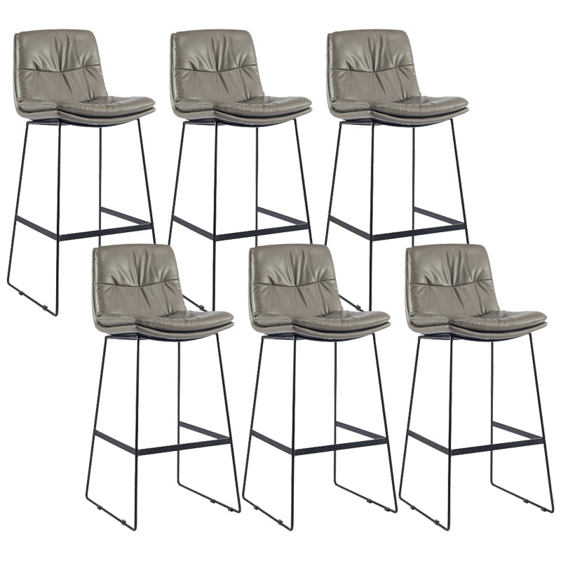 Coffee Shop Low Back Scandinavian Stool Matte Finish Upholstered Bar Stools Dark Gray 6 Piece Set Bar Stool(30"H) Clearhalo 'Bar Furniture' 'Bar Stools' 'bar_stools' 'furn' 'furn_bar_stools' 'Furniture' 'furniture_bar_stools' 'Kitchen & Dining Furniture' 4984914