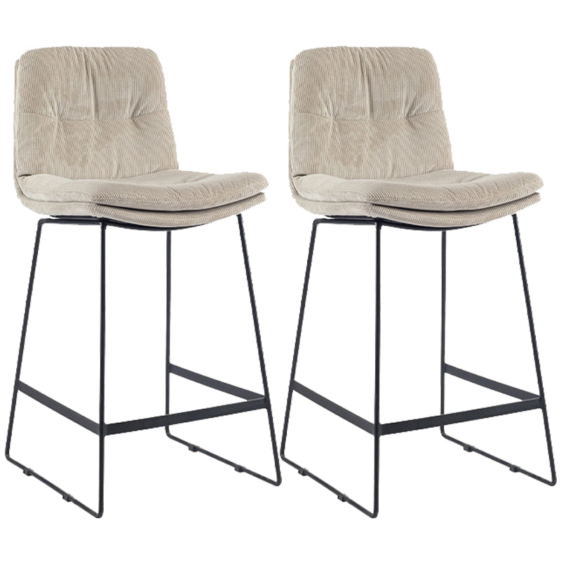 Coffee Shop Low Back Scandinavian Stool Matte Finish Upholstered Bar Stools Grey 2 Piece Set Counter Stool(26"H) Clearhalo 'Bar Furniture' 'Bar Stools' 'bar_stools' 'furn' 'furn_bar_stools' 'Furniture' 'furniture_bar_stools' 'Kitchen & Dining Furniture' 4984915