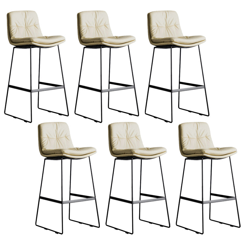 Scandinavian Low Back Coffee Shop Matte Finish Upholstered Bar Stools Beige 6 Piece Set Bar Stool(30"H) Clearhalo 'Bar Furniture' 'Bar Stools' 'bar_stools' 'furn' 'furn_bar_stools' 'Furniture' 'furniture_bar_stools' 'Kitchen & Dining Furniture' 4984979