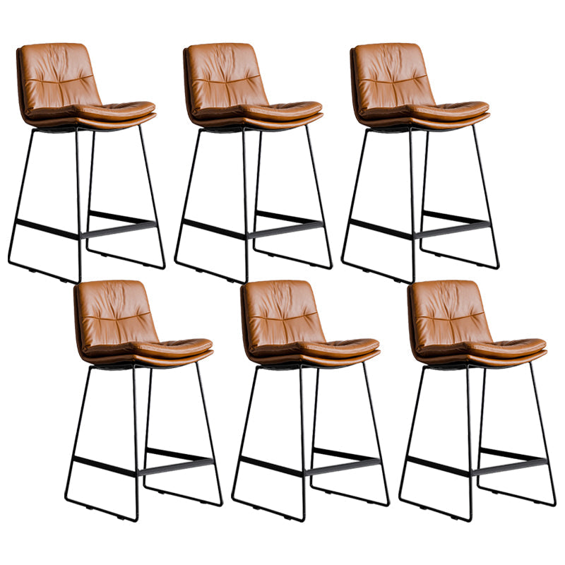 Scandinavian Low Back Coffee Shop Matte Finish Upholstered Bar Stools Brown 6 Piece Set Counter Stool(26"H) Clearhalo 'Bar Furniture' 'Bar Stools' 'bar_stools' 'furn' 'furn_bar_stools' 'Furniture' 'furniture_bar_stools' 'Kitchen & Dining Furniture' 4984989