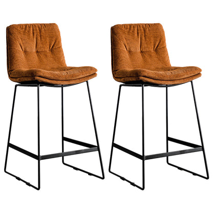 Scandinavian Low Back Coffee Shop Matte Finish Upholstered Bar Stools Red Brown 2 Piece Set Counter Stool(26"H) Clearhalo 'Bar Furniture' 'Bar Stools' 'bar_stools' 'furn' 'furn_bar_stools' 'Furniture' 'furniture_bar_stools' 'Kitchen & Dining Furniture' 4984990