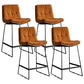 Scandinavian Low Back Coffee Shop Matte Finish Upholstered Bar Stools Red Brown 4 Piece Set Counter Stool(26"H) Clearhalo 'Bar Furniture' 'Bar Stools' 'bar_stools' 'furn' 'furn_bar_stools' 'Furniture' 'furniture_bar_stools' 'Kitchen & Dining Furniture' 4984992