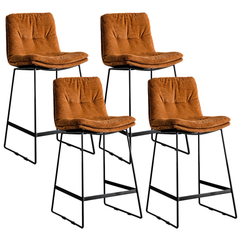 Scandinavian Low Back Coffee Shop Matte Finish Upholstered Bar Stools Red Brown 4 Piece Set Counter Stool(26"H) Clearhalo 'Bar Furniture' 'Bar Stools' 'bar_stools' 'furn' 'furn_bar_stools' 'Furniture' 'furniture_bar_stools' 'Kitchen & Dining Furniture' 4984992